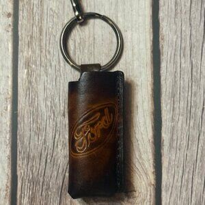 Vintage FORD Tooled Leather Key / Lighter Holder — New Old Stock (Rare Find!)